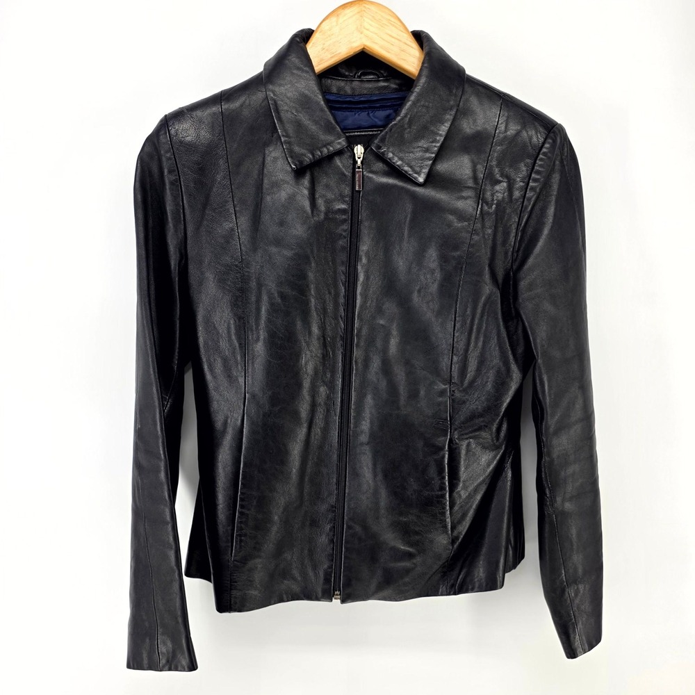 Wilsons Leather Pelle Studio Jacket Womens S Black Thinsulate Zip Up Moto Biker